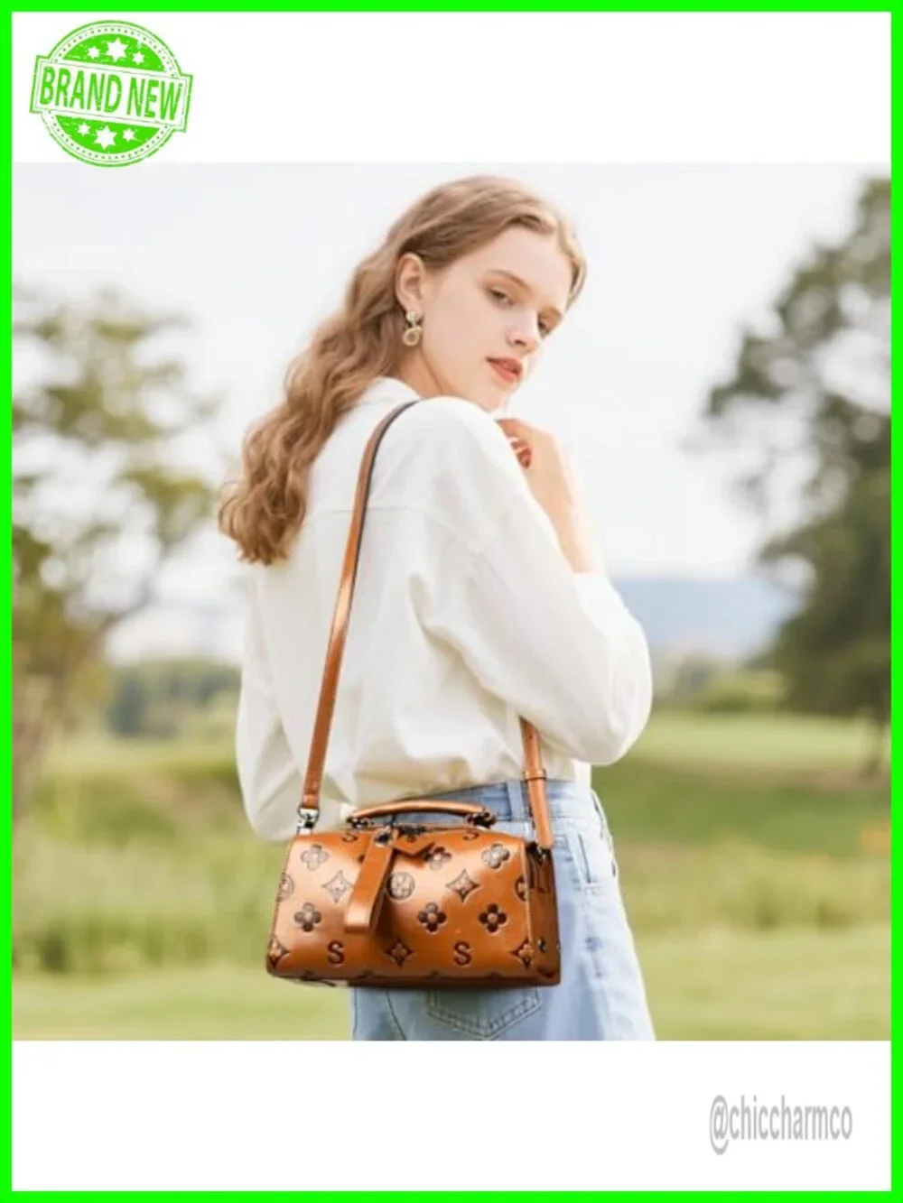 Faux Leather Embossed Crossbody Satchel Top Handle Purse Shoulder Bag